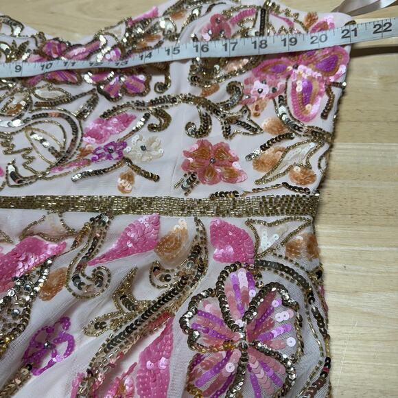 Mac Duggal NWT Embellished V-neck Floral Sequined Maxi Evening Gown Size 16 - Picture 7 of 9